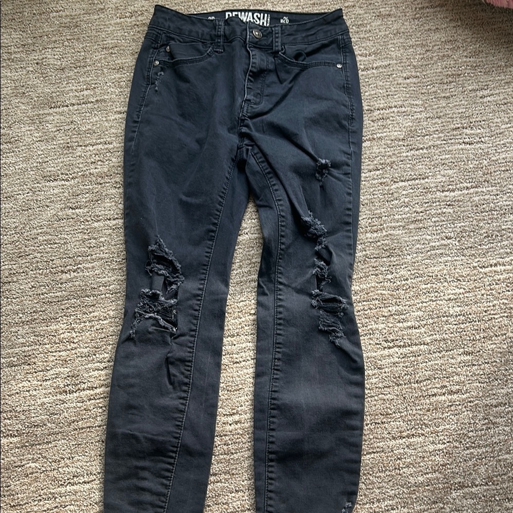 Rewash Black Skinny Distressed Jeans